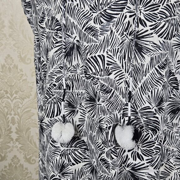 Vineyard Vines Size Small Black and White Linen Shift Dress Split Neck Short Slv - Picture 3 of 16